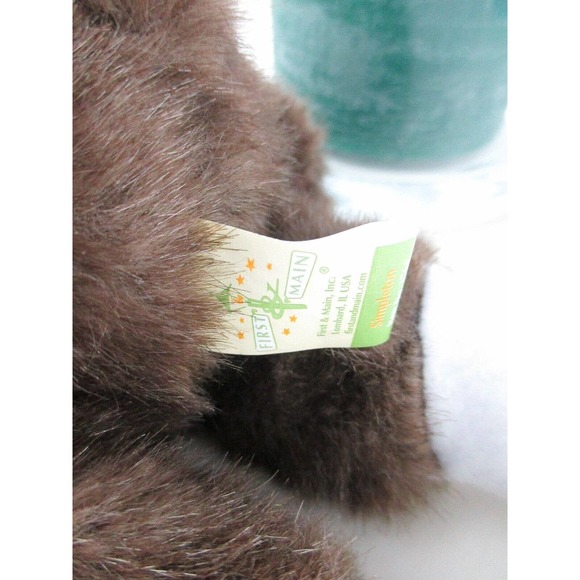 First Main Simpleton Bear 1764 Faux Mink Brown Rabbit Ears Feet 17" Plush Animal - Picture 5 of 5